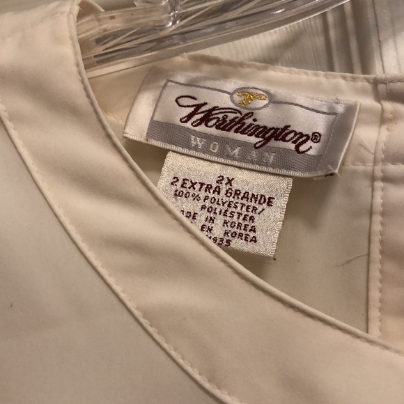 Vintage Worthington Woman Beige Short Sleeve Dressy Shell Blouse 2X - Picture 2 of 4